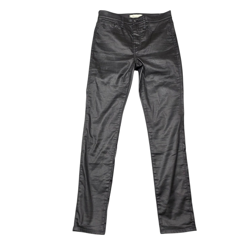 Madewell Coated Skinny Jeans Women 28 Black Cotton Blend High Rise Waxed Denim‎